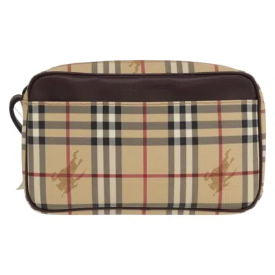 Pre-owned Burberry Nova Check Pochette Canvas Beige Pvc Clutche & Pouche Bag () In Sand