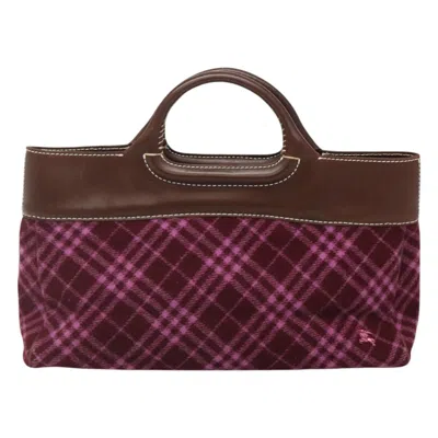 Pre-owned Burberry Nova Check Purple Wool Tote Bag ()