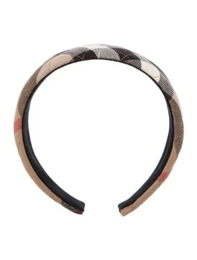 Pre-owned Burberry Nova Check Quilted Headband In Brown