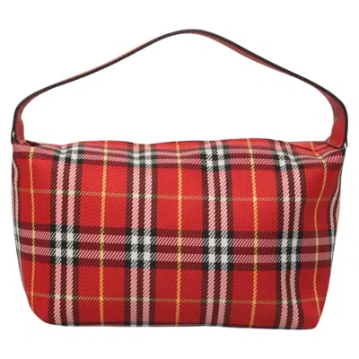 Pre-owned Burberry Nova Check Red Nylon Clutch Bag ()