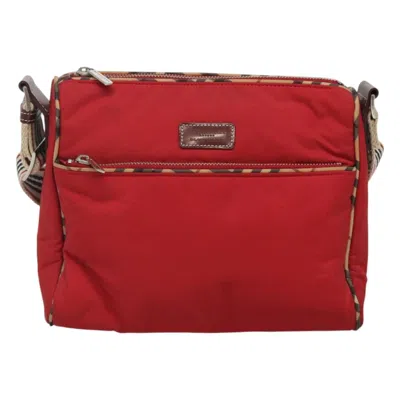 Pre-owned Burberry Nova Check Red Nylon Shoulder Bag ()