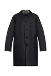 Burberry Long Reversible Car Coat In Gabardine In Black