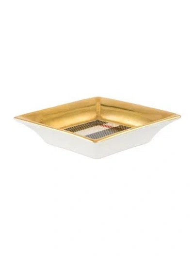 Pre-owned Burberry Nova Check Ring Dish In White