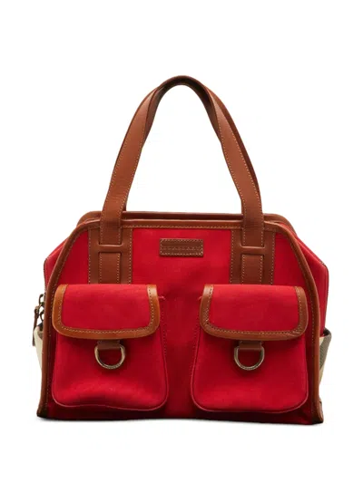 Pre-owned Burberry Nova Check Satchel Handbag In Red