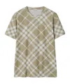 Burberry Check Stretch Cotton Blend T-shirt In Deep Orion/white