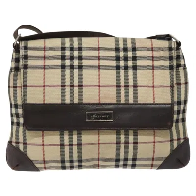 Pre-owned Burberry Nova Check Shoulder Bag Canvas And Leather Beige Canvas Shoulder Bag Bag () In Sand