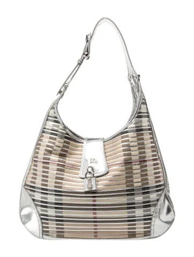 Pre-owned Burberry Nova Check Shoulder Bag In Silver