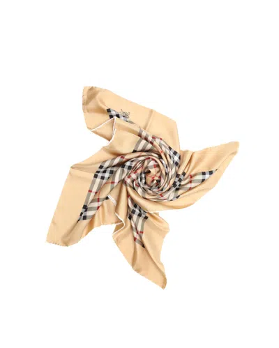 Burberry Nova Check Silk Scarf In Sand