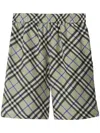 Burberry Nova Check Silk Shorts In Green