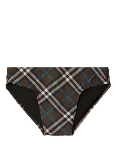Burberry Nova Check Swimming Trunks In Brown