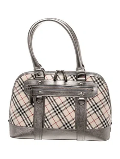 Pre-owned Burberry Nova Check Top Handle Bag In Neutral