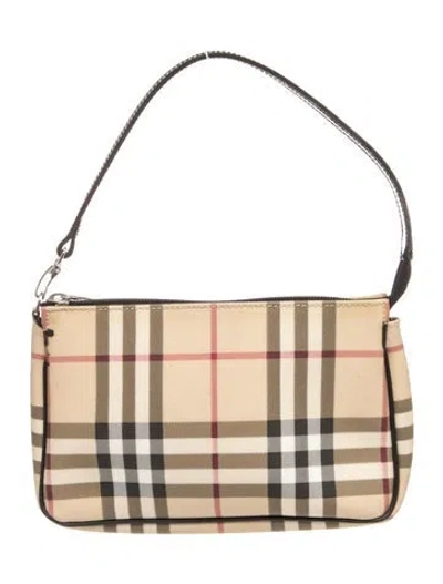 Pre-owned Burberry Nova Check Top Handle Bag In Neutral