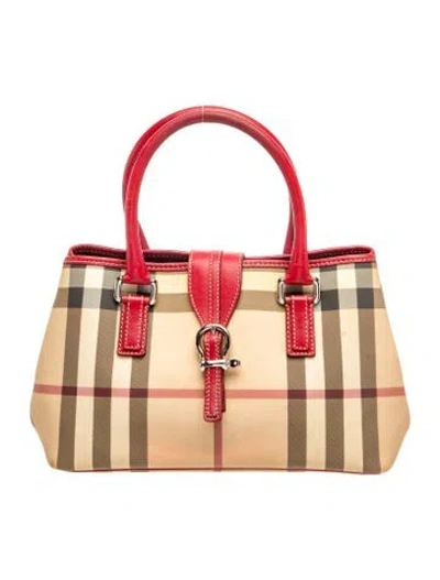 Pre-owned Burberry Nova Check Top Handle Bag In Neutral