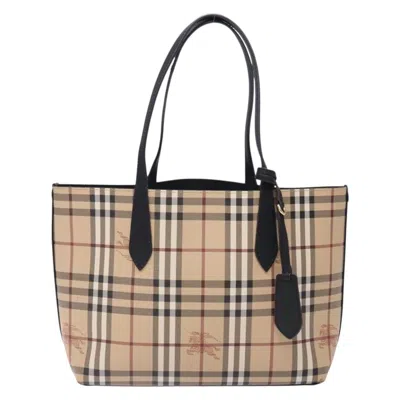 Pre-owned Burberry Nova Check Tote Beige Pvc Tote Bag () In Sand