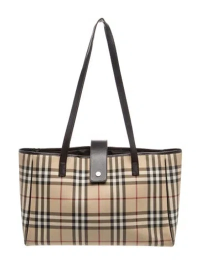 Pre-owned Burberry Nova Check Tote In Neutral
