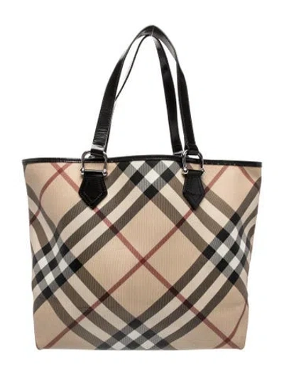 Pre-owned Burberry Nova Check Tote In Neutral