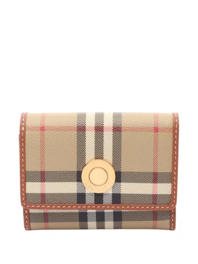 Pre-owned Burberry Nova Check Wallet In Neutral