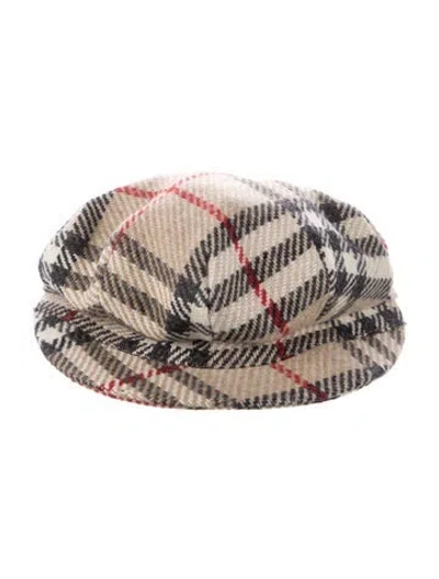 Pre-owned Burberry Nova Check Wool Newsboy Cap In Neutrals