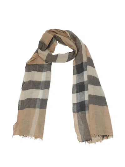 Pre-owned Burberry Nova Check Woven Shawl In Neutral