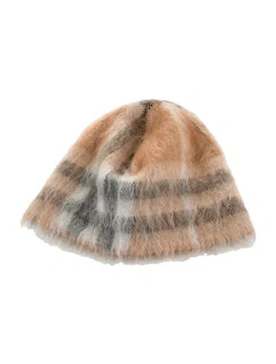 Pre-owned Burberry Nova Chek Mohair Beanie. In Neutral