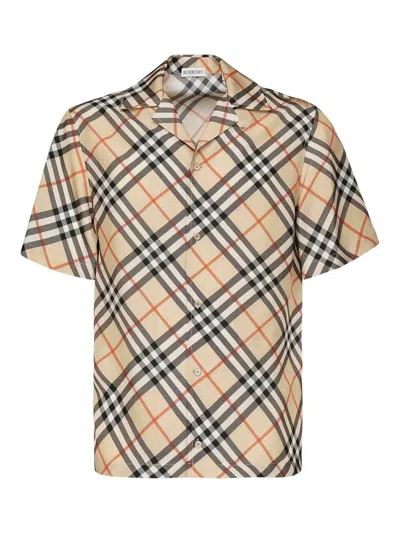 Burberry Nova Plaid Shirt In Beige