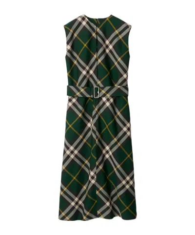 BURBERRY BURBERRY NOVA CHECKED BELTED SLEEVELESS MIDI DRESS