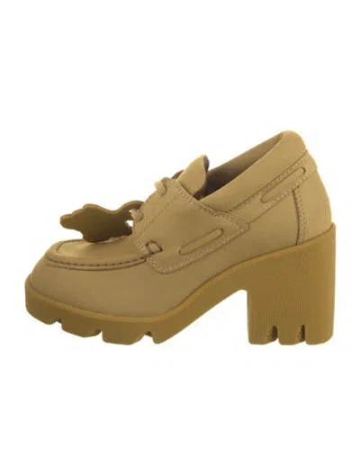 Pre-owned Burberry Nubuck Mesh Accents Pumps In Neutral