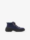 Burberry Navy Nubuck Scoot Hike Boots In Blue