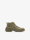 Burberry Khaki Nubuck Scoot Hike Boots In Green