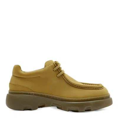 Burberry Nutbuck Creeper Leather Derby Shoes In Brown