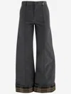 Burberry Women's Cinder Cotton And Nylon Trousers With  Check Cuffs In Grey