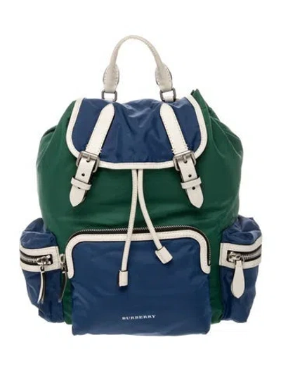 Pre-owned Burberry Nylon Backpack In Blue/white