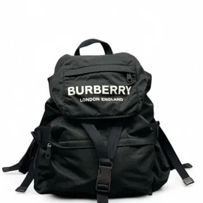 Pre-owned Burberry Nylon Backpack Medium In Black/white
