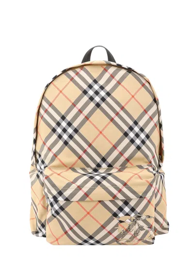 Burberry Nylon Backpack With Check Print And Ekd Patch In Burgundy