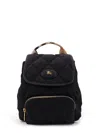 Burberry Nylon Backpack With Leather Logo Patch In Black
