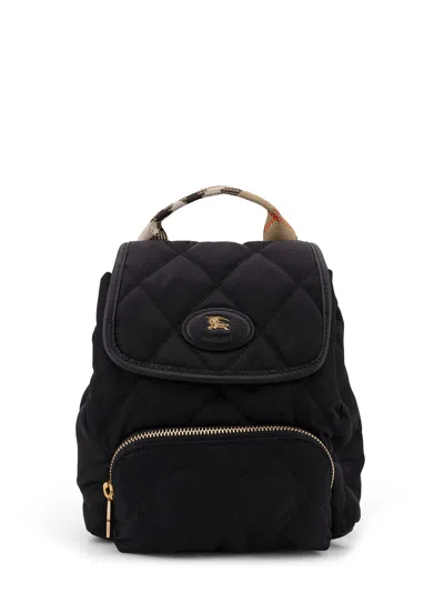 Burberry Nylon Backpack With Leather Logo Patch In Black