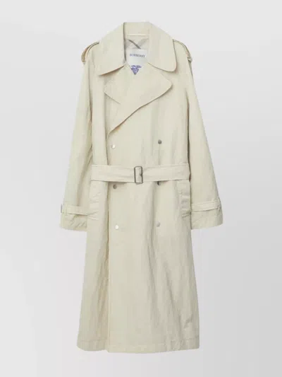 BURBERRY NYLON BELTED TRENCH COAT EPAULETTES