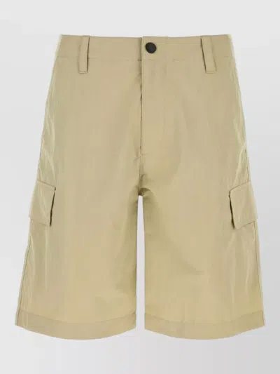 Burberry Nylon Bermuda Shorts Belt Loops Zip Detail In Gold