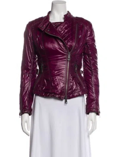Pre-owned Burberry Nylon Biker Jacket In Purple