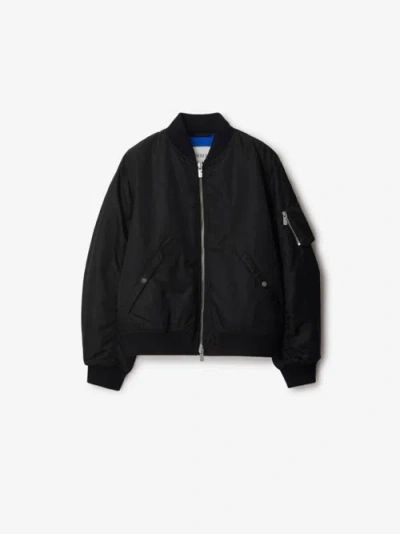 Burberry Nylon Bomber Jacket In Black