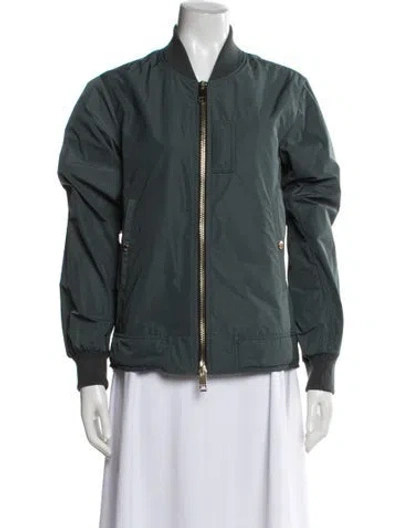 Pre-owned Burberry Nylon Bomber Jacket In Green