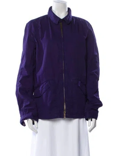 Pre-owned Burberry Nylon Bomber Jacket In Purple