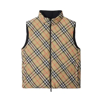 Pre-owned Burberry Nylon Check Packable Hood Gilet 'sand' | Tan | Men's Size Xl