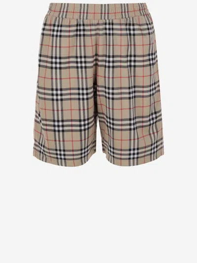 Burberry Nylon Check Short Trousers In Red