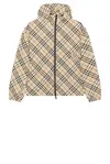 Burberry Nylon Check Windbreaker In Alabaster Ip Check