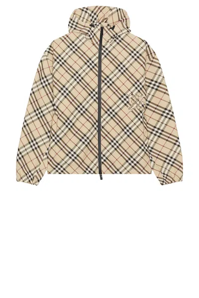 Burberry Nylon Check Windbreaker In Alabaster Ip Check