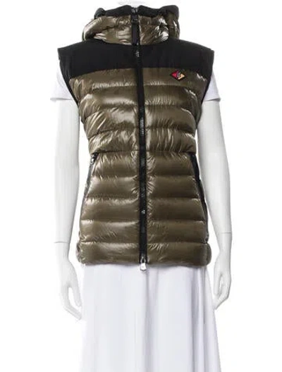 Pre-owned Burberry Nylon Colorblock Pattern Vest In Green