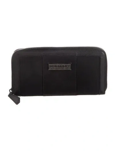 Pre-owned Burberry Nylon Continental Wallet In Black