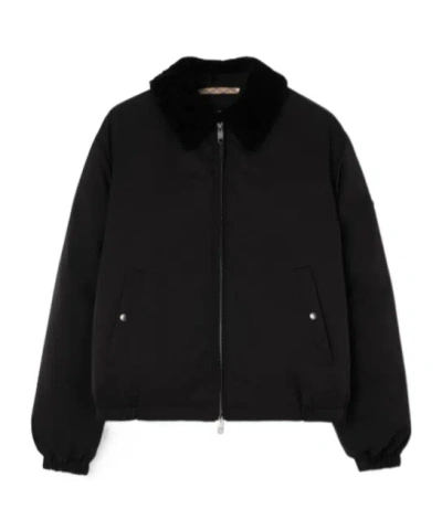 Burberry Nylon Cotton Farnborough Aviator Jacket In Black