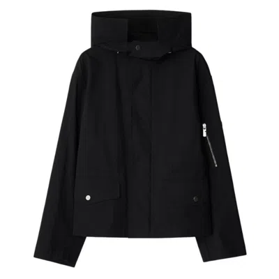 Burberry Nylon Cotton Short Hooded Parka In Black
